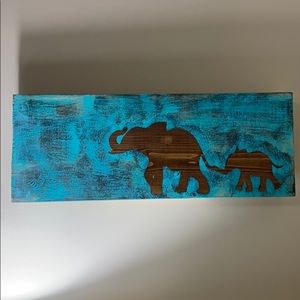 Hand painted wooden hanging elephant art
